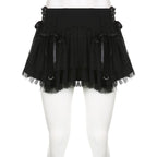 Lace up zip-up patchwork ruched mesh low rise solid mini skirt