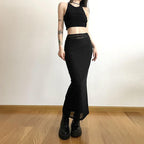Mesh off shoulder halter solid backless ruched top