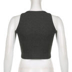 Crewneck sleeveless heart pattern contrast crop top