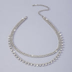 Rhinestone Layered Choker Necklace