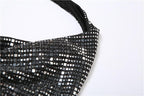 Textured cowl neck halter backless crop top