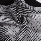 Textured contrast sleeveless crewneck patchwork crop top