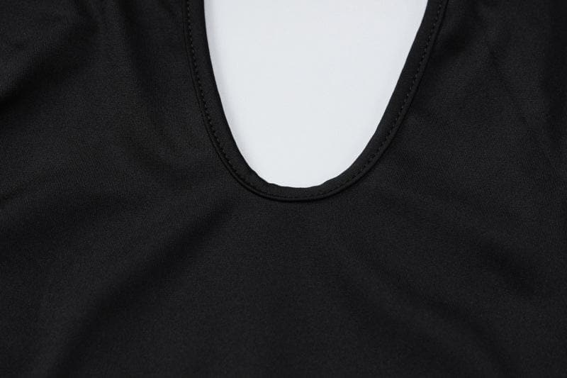 Ausgehöhlter, einfarbiger, rückenfreier Jumpsuit mit U-Ausschnitt zum Selbstbinden 