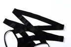 Ausgehöhltes, gekreuztes, vorn durchgehendes, rückenfreies Camisole-Hosenset 
