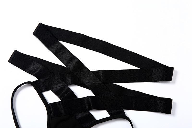 Ausgehöhltes, gekreuztes, vorn durchgehendes, rückenfreies Camisole-Hosenset 