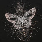 Butterfly pattern crewneck contrast short sleeve crop top