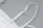 Halter zip-up solid backless self tie crop top