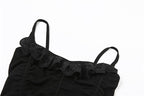 Square neck lace hem backless ruched corset solid cami top