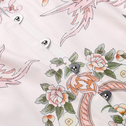 Minikleid zum Binden mit Blumenmuster, Knöpfen am Rücken und Kontrast 