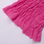 Minigonna in chiffon con volant e arricciatura a tinta unita 