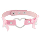 Bowknot Bell Heart Ring Button Pu Choker Necklace