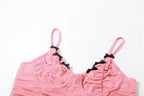 Bowknot mesh ruched v neck backless cami top