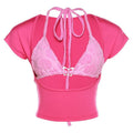 Butterfly Hollow Out Short Sleeve Crop Top