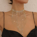Rhinestone Tassels Choker Necklace