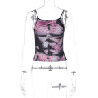 Body pattern contrast backless cami top