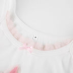Top corto con canotta a coste e contrasto con orlo in pizzo patchwork a stelle