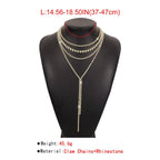 Rhinestone Layered Choker Necklace