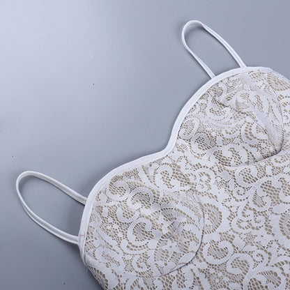 Top senza spalline con scollo a cuore e schiena con lacci in pizzo a contrasto