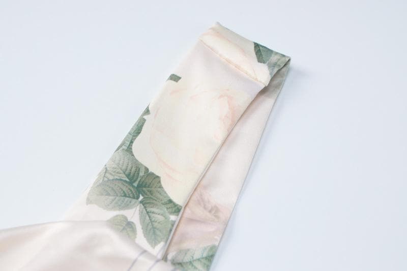 Square neck sleeveless flower print ruched slit maxi skirt set