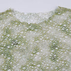 Tie dye see through fishnet hollow out long sleeve top