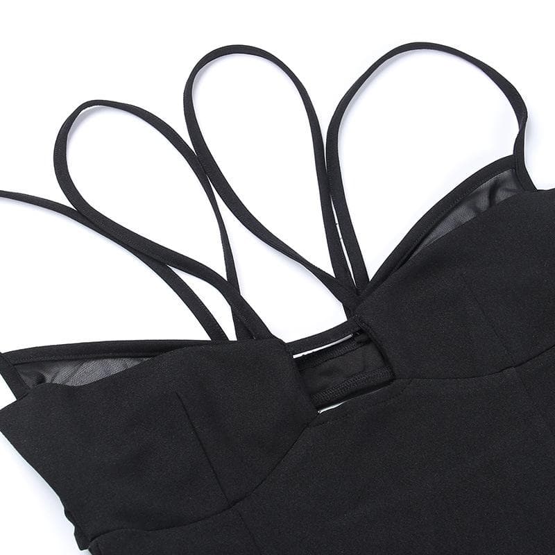 Mesh solid patchwork backless hollow out crop top