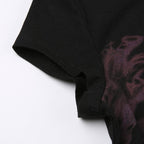 Crewneck cap sleeve abstract contrast top