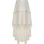 Ruffle solid zip-up irregular low rise maxi skirt