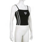 Contrast heart pattern backless cami top