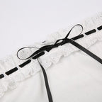 Contrast stitch lace hem self tie backless tube crop top