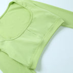 Hollow out solid gloves pleated long sleeve mini skirt set - Final Sale