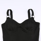 Top corto senza maniche con scollo a V e anello a O, senza schienale e corsetto