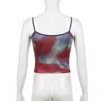 Top corto con scollo a U e schiena scoperta a contrasto, tie-dye 