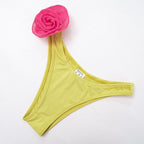 Rückenfreies Tube-Hosenset mit Blumenapplikation in Kontrastfarbe 