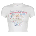 Cake pattern contrast short sleeve crewneck crop top