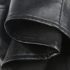 PU leather halter v neck zip-up solid backless crop top - Final Sale