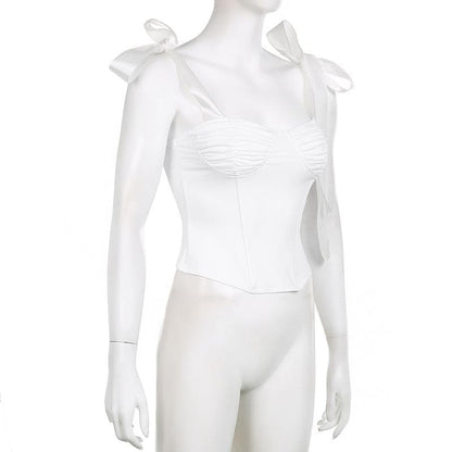 Top scollato e senza schienale con corsetto arricciato e allacciatura automatica