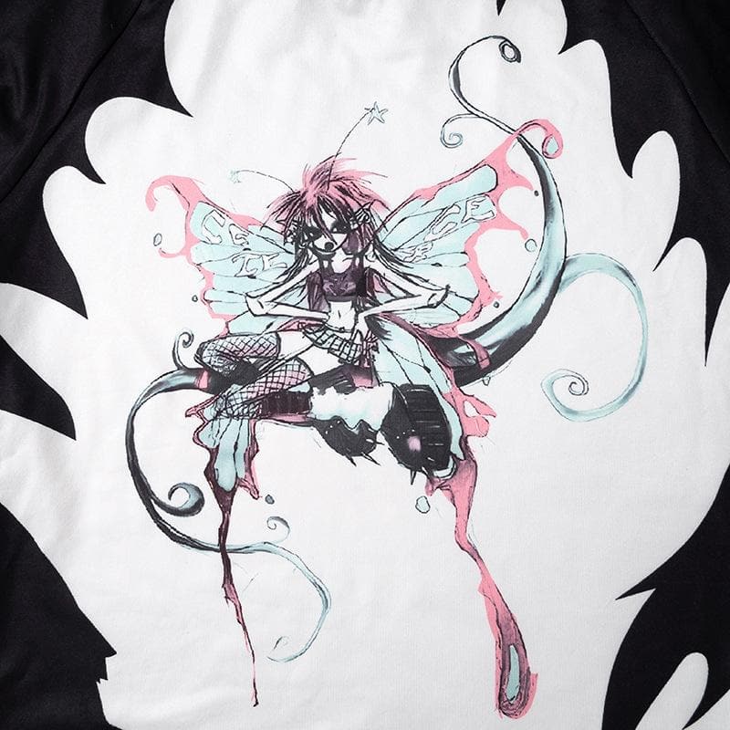 Abstract Contrast Short Sleeve Crewneck Top