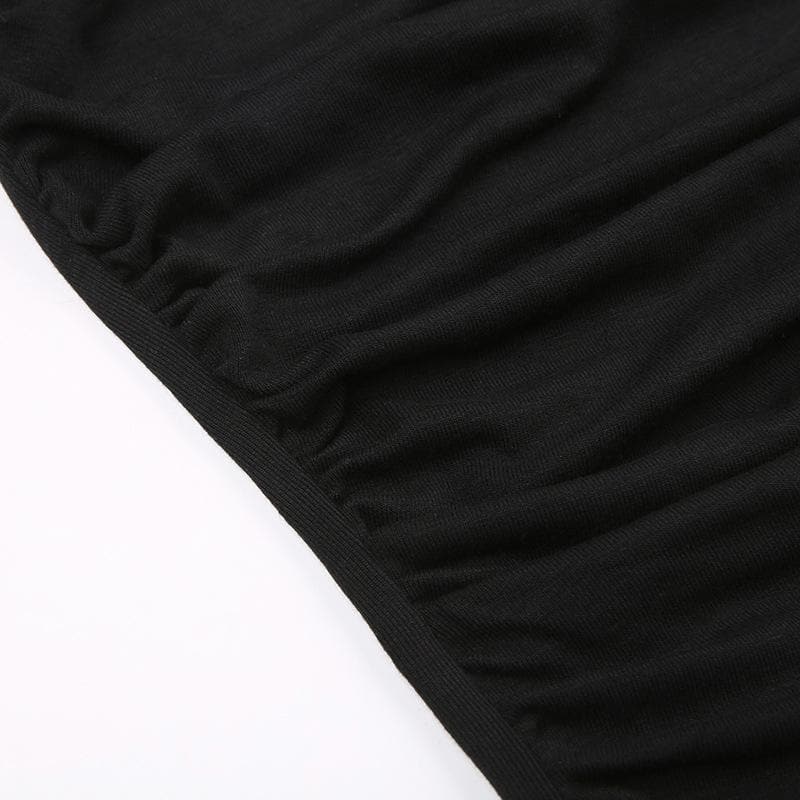 Metal chain halter ruched solid backless top