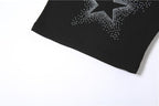Halter metal chain backless u neck star beaded crop top