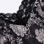 Top corto con scollo a V e schiena scoperta a contrasto in pizzo con stampa floreale 