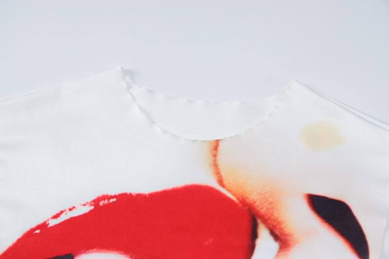 Contrast lip print sleeveless crewneck maxi skirt set
