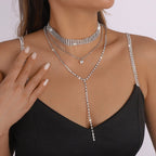 Layered Rhinestone 2 Pcs Choker Necklace