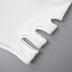 Hollow out backless solid ribbed tube crop top