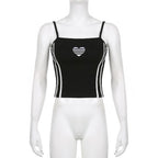 Contrast heart pattern backless cami top