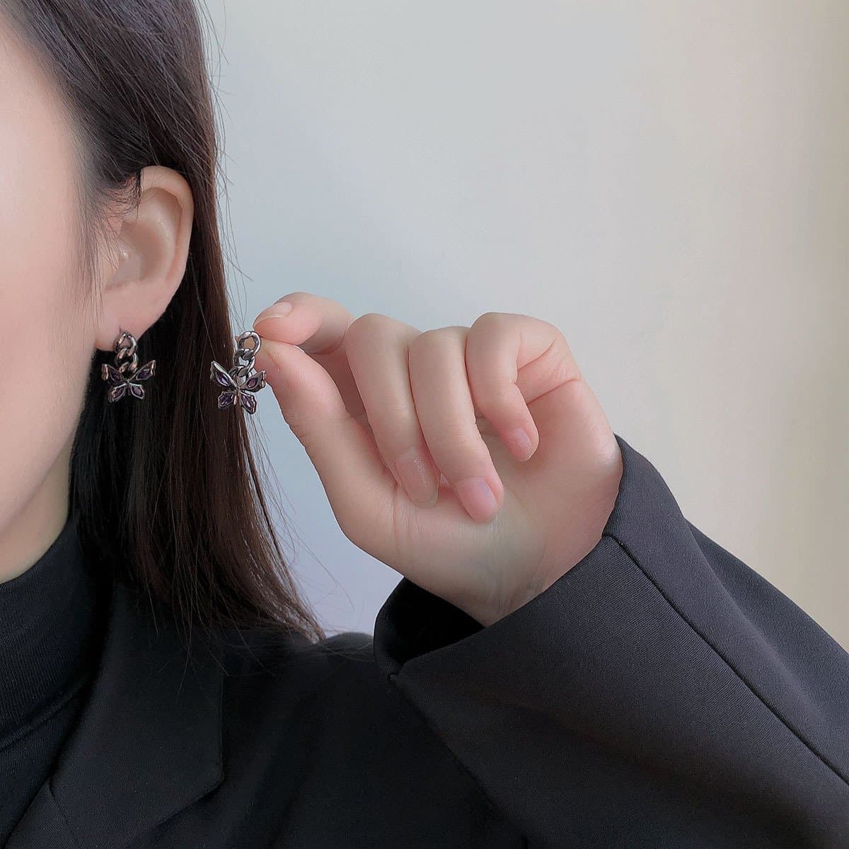 Butterfly Pendant Chain Earrings