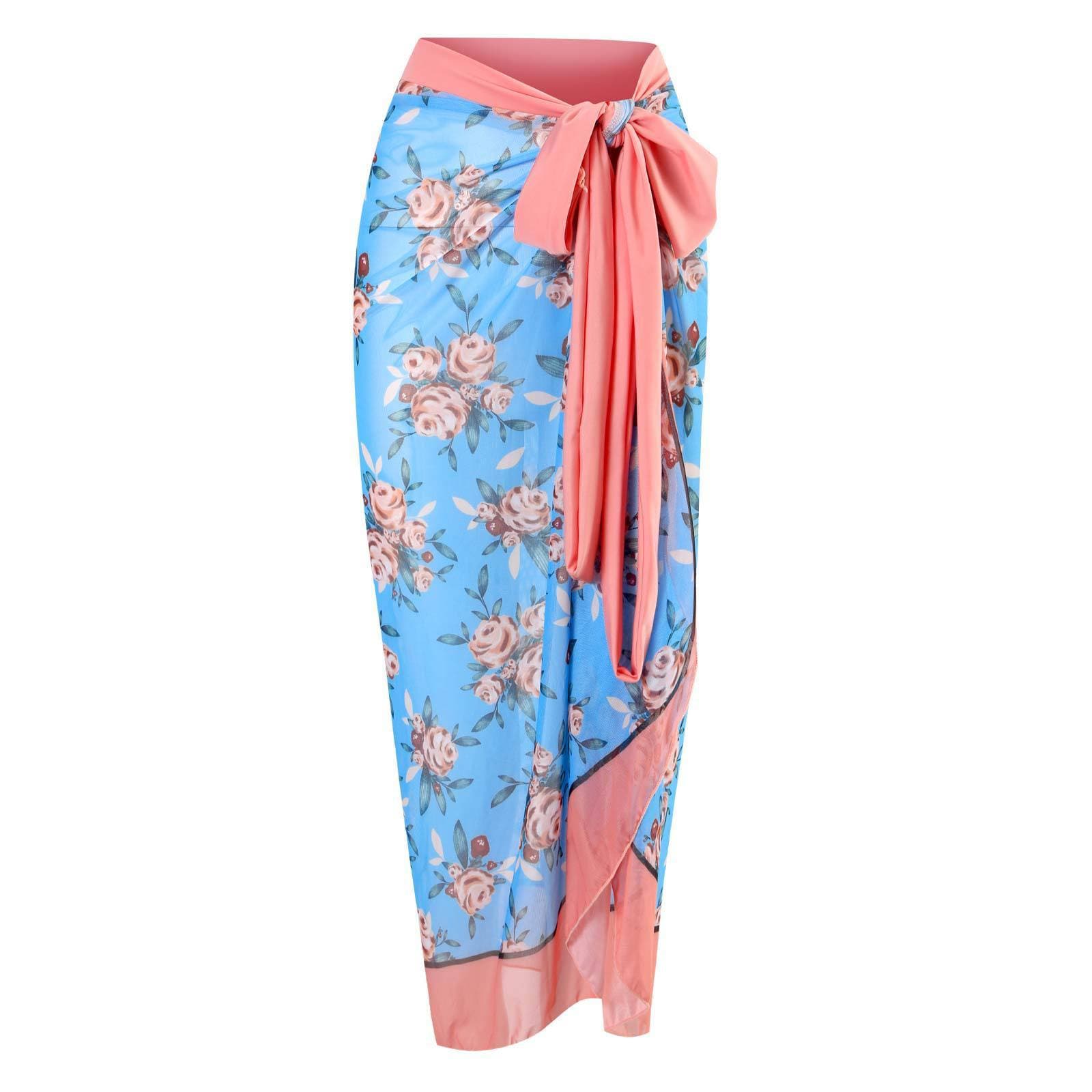 Costume da bagno 3 pezzi con canotta bidirezionale e scollo a V a contrasto con stampa floreale