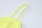 Flower applique solid ruffle ribbon cami mini skirt set