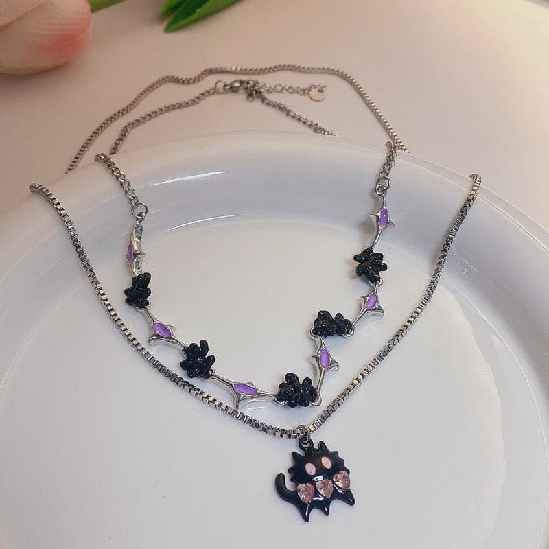 Cat Pendant Multicolor 2 Pcs Necklace