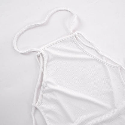 Geripptes Neckholder-Maxikleid zum Selbstbinden, rückenfrei und ärmellos