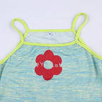 Flower pattern contrast square neck cami crop top